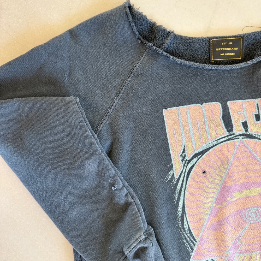 Original Retro Brand Pink Floyd Off-Shoulder Crewneck Vintage Black Womens XS - Picture 9 of 13